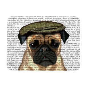 Pug in Flat Cap Magnet
