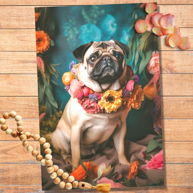 Pug in Florals 1 Decoupage Paper (Creator Uploaded)