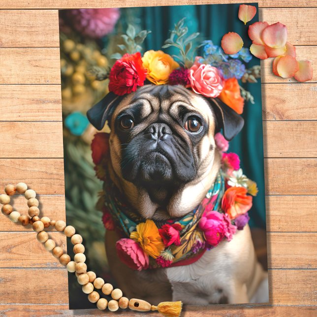 Pug in Florals 4 Decoupage Paper (Creator Uploaded)