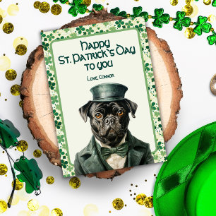 Pug in Green, Luck Unseen St. Patricks Holiday Card