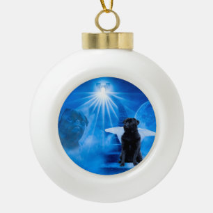 Pug in Heaven as Angel Sympathy Ceramic Ball Christmas Ornament