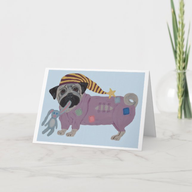 Pug in PJs  Card (Front)