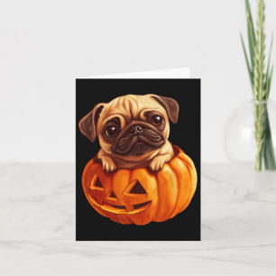 Pug In Pumpkin Halloween Pugkin Cute Pug Halloween Card
