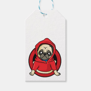 Pug in Red Hoodie Gift Tags