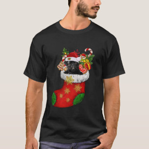 Pug In Sock Christmas Santa Hat Xmas Dog Lover T-Shirt