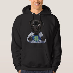 Pug Irish Clover St Patrick Day Dog Lover Hoodie