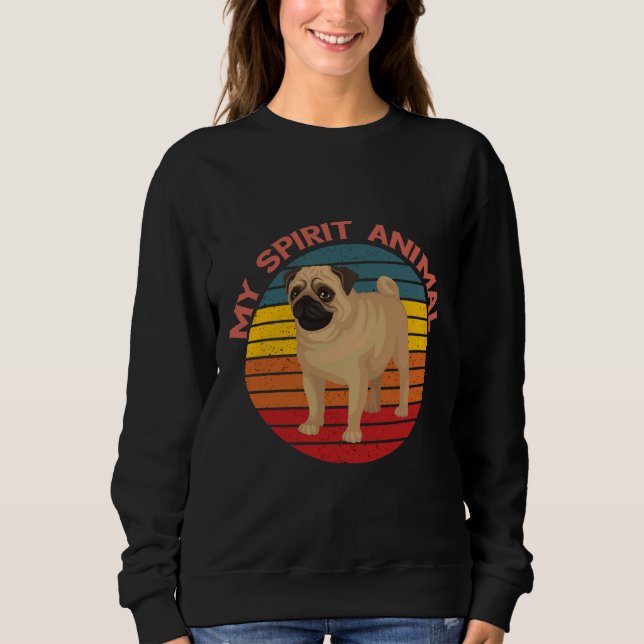 Pug is my spirit animal Retro Style Essential T-Sh Sweatshirt (Front)