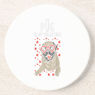 Pug Is My Valentine Cute Valentines Day Pet Dog Coaster