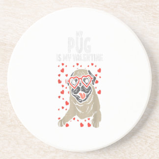Pug Is My Valentine Cute Valentines Day Pet Dog Coaster