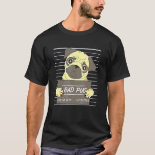 Pug Jail Mugshot Bad Pug Dog T-Shirt