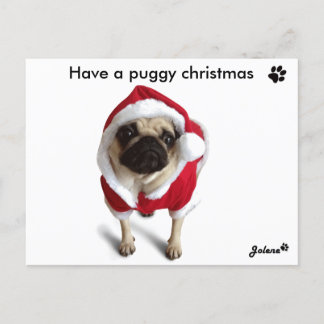 Pug Jolene kerstkaarten Holiday Postcard