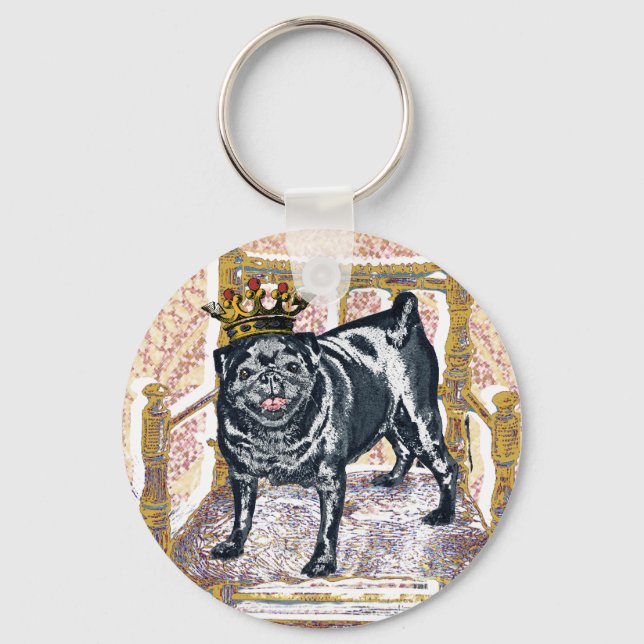 Pug King Key Ring (Front)