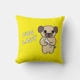 PUG LADY - Bright Yellow Cushion