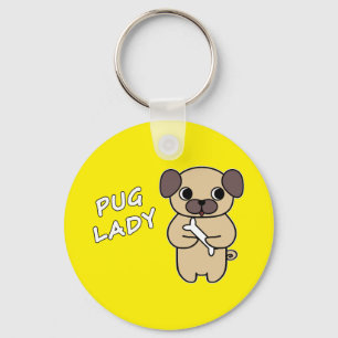 PUG LADY - Bright Yellow Key Ring