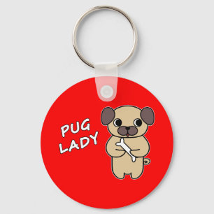 PUG LADY - Red Key Ring