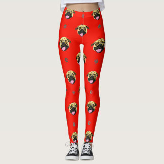 Pug Leggings Red