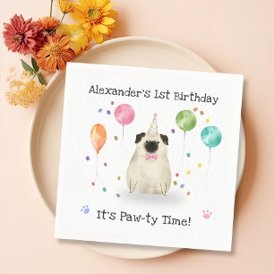 Pug Lets  Dog Birthday Party Napkin