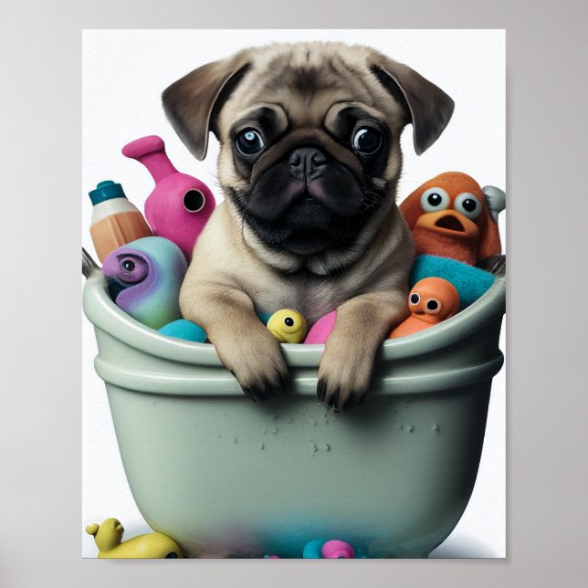 Pug Life: A Soapy Adventure in the Bathtub Poster (Front)