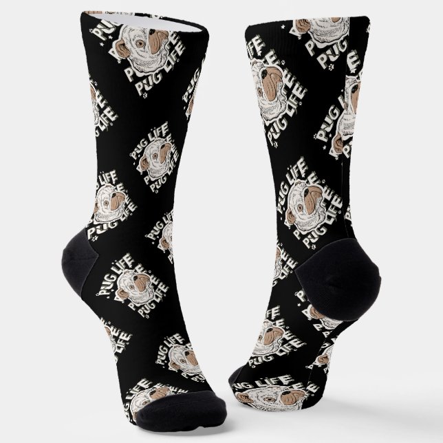 Pug Life Animal Dog Socks (Angled)