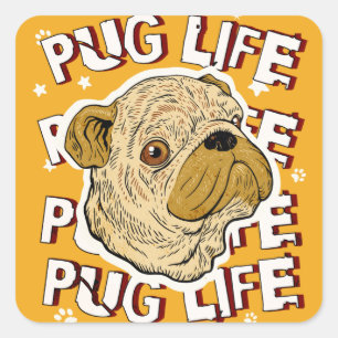 Pug Life Animal Dog Square Sticker