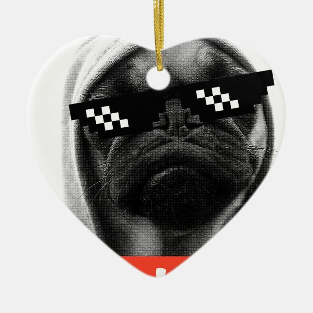 Pug Life Ceramic Ornament (Front)