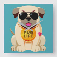 Pug Life custom colour wall clock