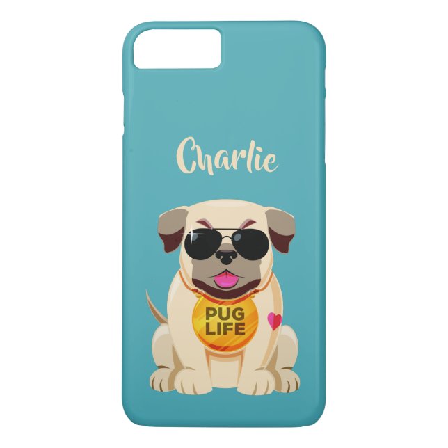 Pug Life custom name & colour phone cases (Back)