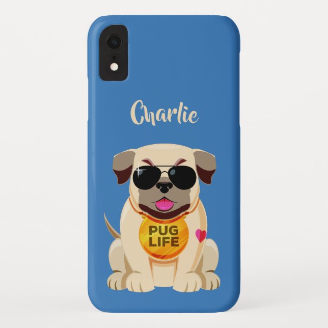 Pug Life custom name & colour phone cases (Back)