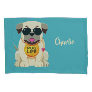 Pug Life custom name & colour pillowcases