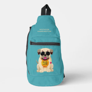 Pug Life custom name & colour Sling Bag