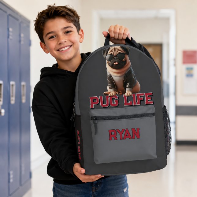 Pug Life Cute Dog Printed Backpack (Creator Uploaded)