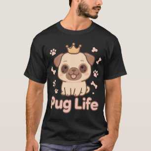 Pug Life Cute Kawaii Dog Crown T-Shirt