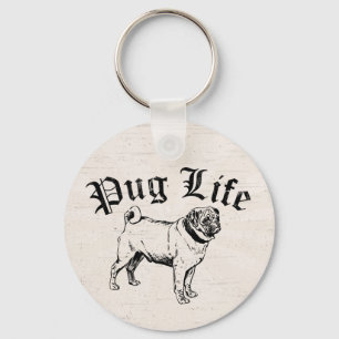 Pug Life Funny Dog Gangster Key Ring