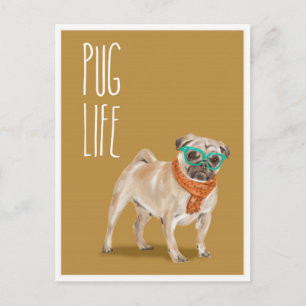 Pug Life Funny Dog Word Pun Postcard