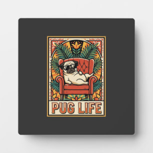 Pug Life Retro Folk Art Dog Plaque