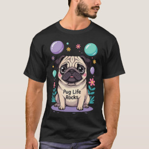 Pug Life Rocks Quirky Surreal Art T-Shirt