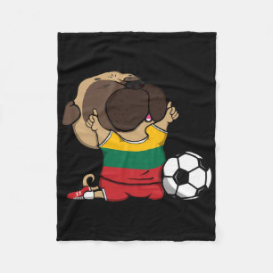 Pug Lithuania Soccer Fans Jersey Lithuanian Footby Fleece Blanket