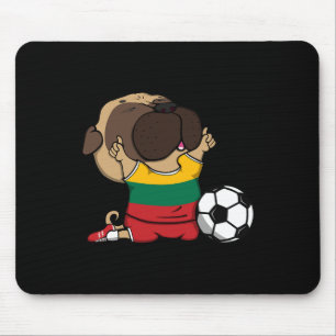 Pug Lithuania Soccer Fans Jersey Lithuanian Footby Mouse Pad