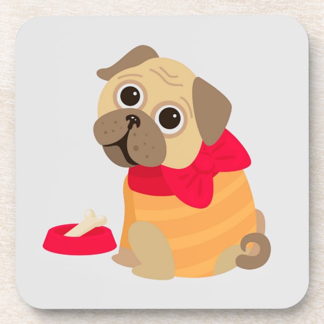 Pug Love adorable pug puppy dog Coaster (Front)