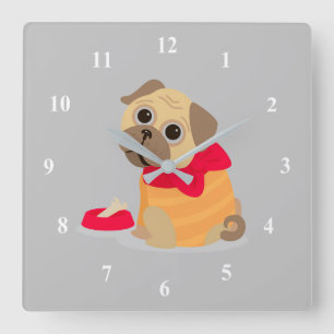 Pug Love adorable pug puppy dog Square Wall Clock