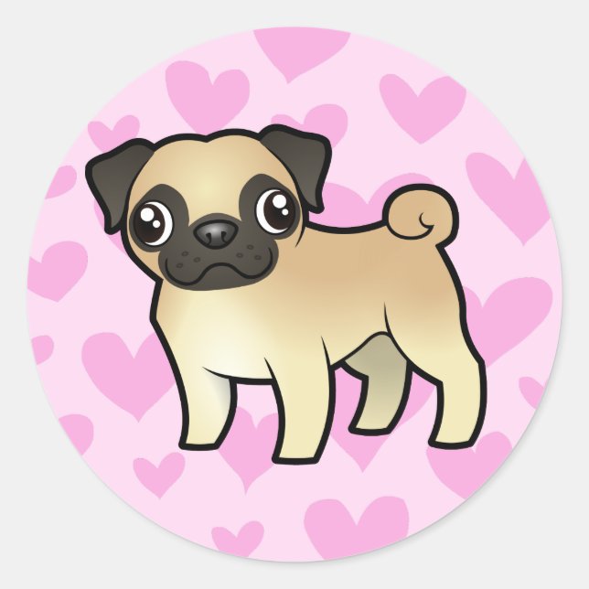 Pug Love Classic Round Sticker (Front)