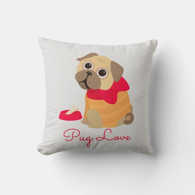 Pug Love cute pug dog animal Cushion (Front)