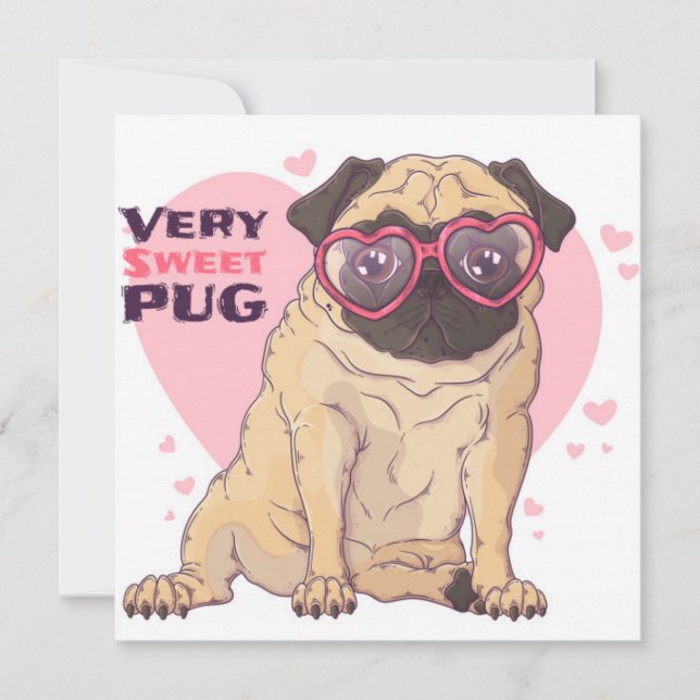 Pug Love Holiday Card (Front)
