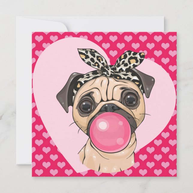 Pug Love Holiday Card (Front)