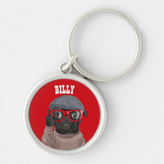Pug Love Key Ring (Front)