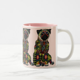 pug love pink Two-Tone coffee mug