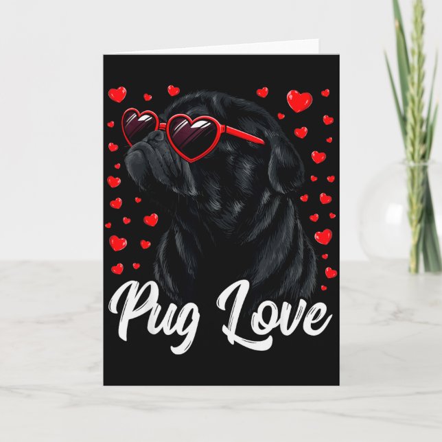 Pug Love Pug Mom Valentine Pug Black Uni Adults Ki Card (Front)