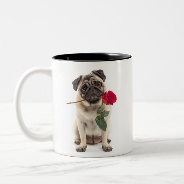 Pug Love Two-Tone Coffee Mug (Left)
