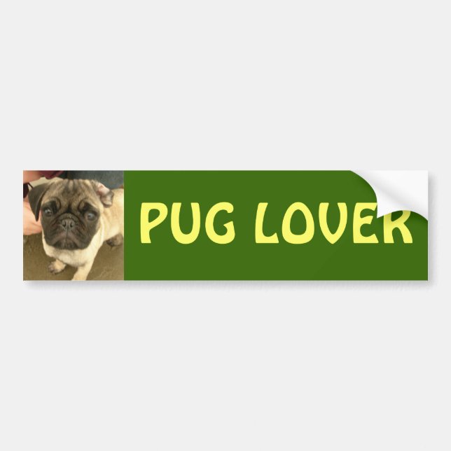 PUG LOVER bumper sticker (Front)