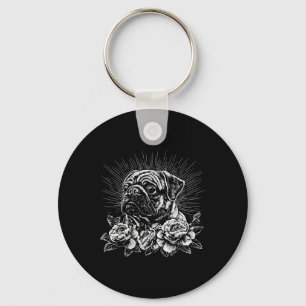 Pug Lover Dog Retro Style Tattoo _1 Key Ring